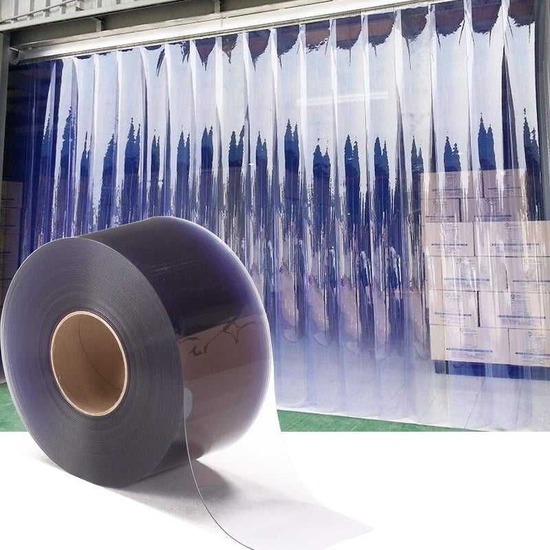 kalwason ستارة باب شريط فينيل بلاستيكية - 40 قدم من ستارة PVC مسطحة شفافة، للاستخدام التجاري والصناعي في مداخل المنازل الخاصة بالحيوانات، المستودعات (40 قدم * 7 بوصة * 0.06 بوصة مسطحة) - Image 1